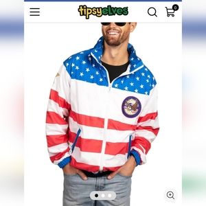 TIPSYELF MEN'S AMERICAN FLAG WINDBREAKER JACKET